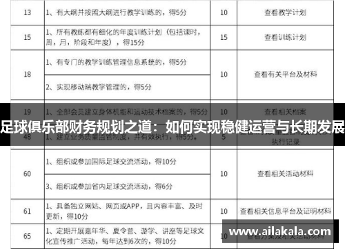 足球俱乐部财务规划之道：如何实现稳健运营与长期发展